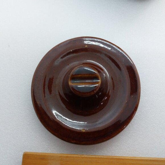 Vintage Brown Glazed Cheese / Butter Crock With Lid & Latch Stoneware - Picture 9 of 15